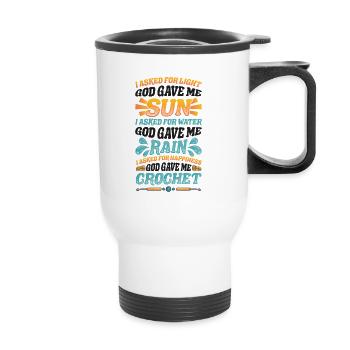 Crochet lucky yarns - Thermal mug with handle - white - Front
