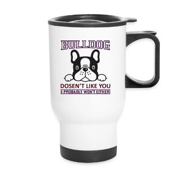 Bulldog like - Thermal mug with handle - white - Front