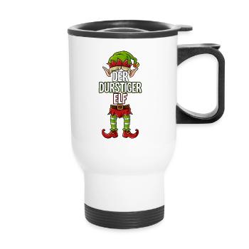 Durstiger Elf Partnerlook Weihnachten - Thermobecher mit Tragegriff - Weiß - Vorne