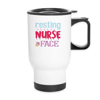 KRANKENSCHWESTER Resting nurse face - Thermobecher mit Tragegriff - Weiß - Vorne