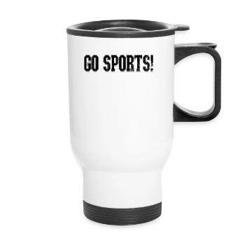 Gehen Sie Sport! Lustiger Vintage Sport ahnungslos - Thermobecher mit Tragegriff - Weiß - Vorne
