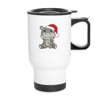 Hippo Christmas Winter Animals Hippos - Thermal mug with handle - white - Front
