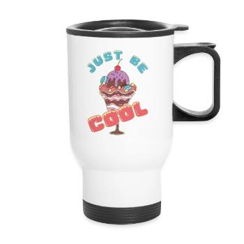 Eiscreme logo Sommer Softeis Geschenkidee - Thermobecher mit Tragegriff - Weiß - Vorne