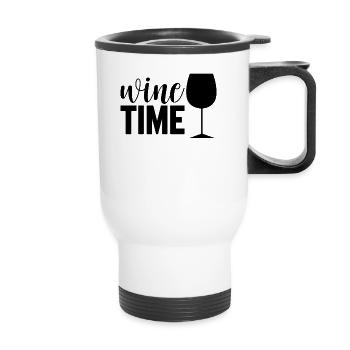 Wein Zeit - Thermobecher mit Tragegriff - Weiß - Vorne