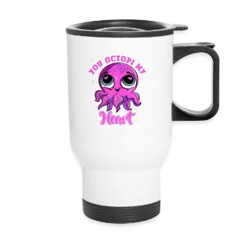 Pinky You Octopi My Heart Calamar Adorable - Thermobecher mit Tragegriff - Weiß - Vorne