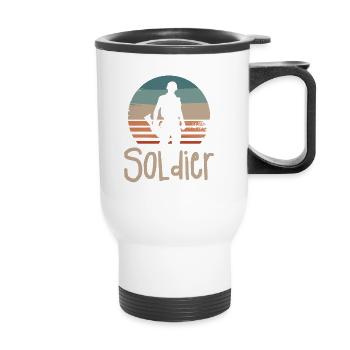Retro Vintage Soldier Army Military - Thermal mug with handle - white - Front
