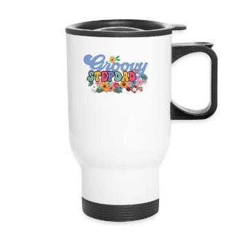 Groovy beau-père plante de jardin fleurs - Tasse isotherme avec poignée - blanc - Devant