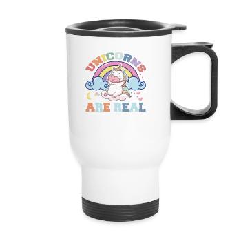 Les licornes licornes sont réelles - Tasse isotherme avec poignée - blanc - Devant