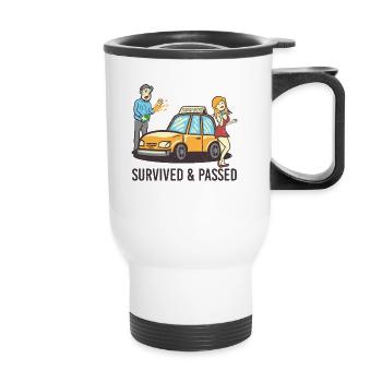L’élève instructeur de conduite a survécu et a réussi l’école de conduite - Tasse isotherme avec poignée - blanc - Devant