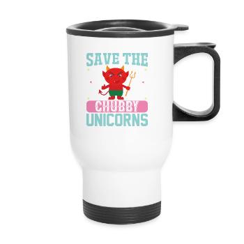 Save the chubby unicorns Unicorn - Thermal mug with handle - white - Front