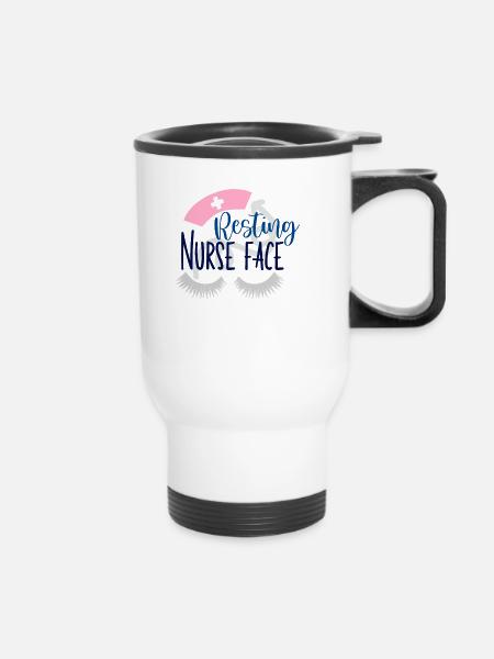 Resting Nurse Face - Thermobecher mit Tragegriff - Weiß