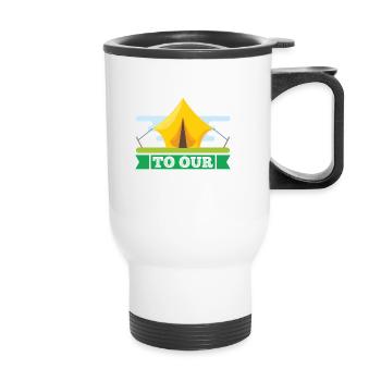 Camping Camper Nature drôle de dicton - Tasse isotherme avec poignée - blanc - Devant