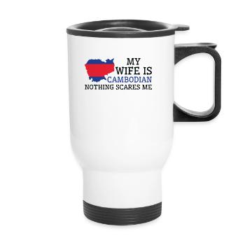 Rien ne me fait peur femme cambodgienne - Tasse isotherme avec poignée - blanc - Devant