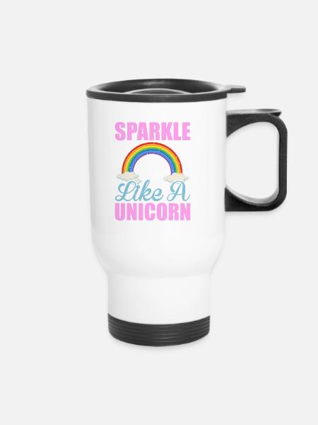 Glitzern wie ein Einhorn Unicorn - Thermobecher mit Tragegriff - Weiß