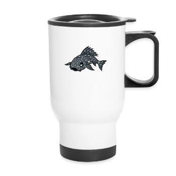 Poisson-chat kawaii - Tasse isotherme avec poignée - blanc - Devant