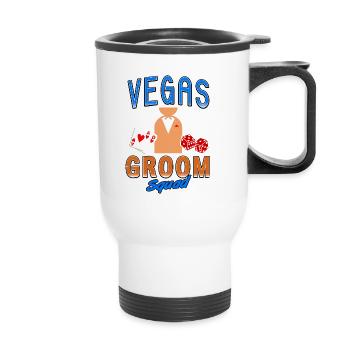 Vegas Groom Squad Retro Vegas Wedding T-Shirt - Thermobecher mit Tragegriff - Weiß - Vorne