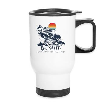 Jesus Christ - Christian Shirt - Be still - Thermal mug with handle - white - Front