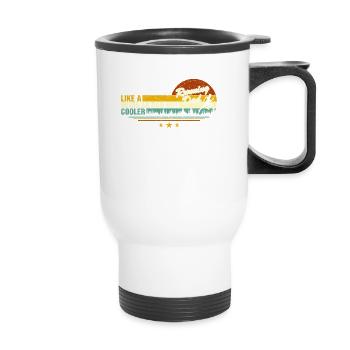 Marathonläufer Retro Lustiges Laufen für Papa Trainer - Thermobecher mit Tragegriff - Weiß - Vorne