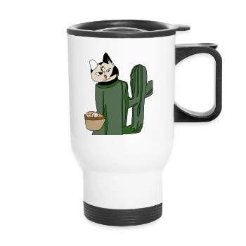 Cat Making Biscuits Christmas Funny - Thermal mug with handle - white - Front