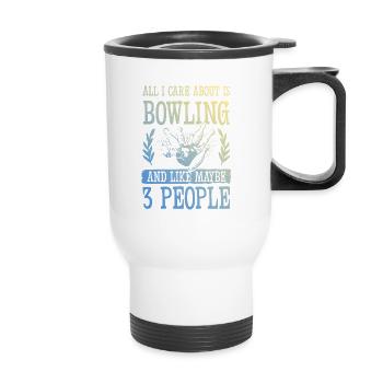 Bowling lustiger spruch - Thermobecher mit Tragegriff - Weiß - Vorne