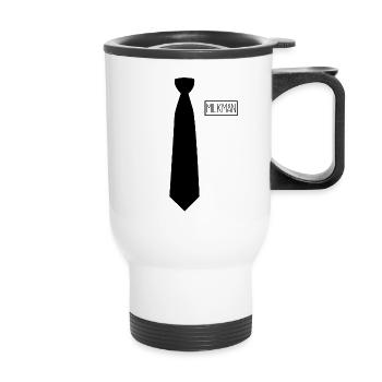 Milch Mann Kost�m Halloween Kost�m Milch Mann - Thermobecher mit Tragegriff - Weiß - Vorne