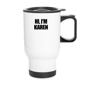 Hallo, ich bin Karen Funny Halloween Matching Hall - Thermobecher mit Tragegriff - Weiß - Vorne