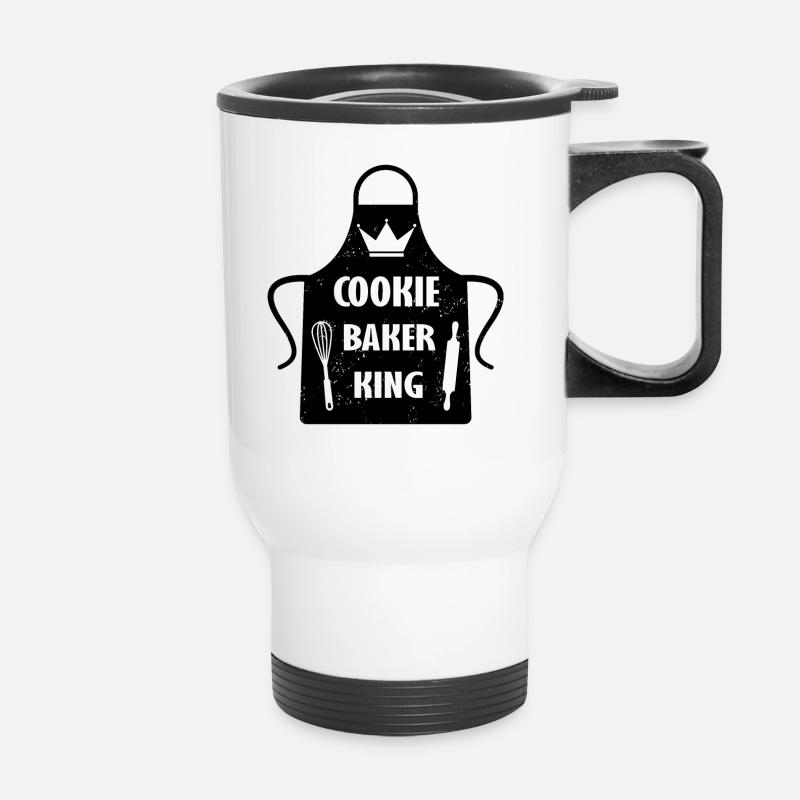 Cookie Baker King Chef Christmas Crown Roller - Thermal mug with handle - white