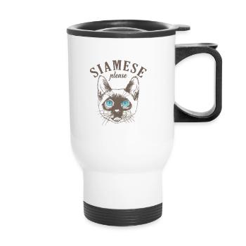Siamese Cat please Haustier Kater Rasse - Thermobecher mit Tragegriff - Weiß - Vorne