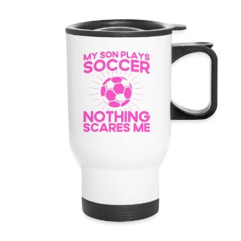 Mutter Sportfan Fußball Geschenk - Thermobecher mit Tragegriff - Weiß - Vorne