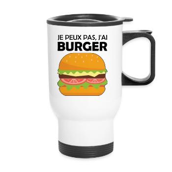 je peux pas j ai burger - Tasse isotherme avec poignée - blanc - Devant