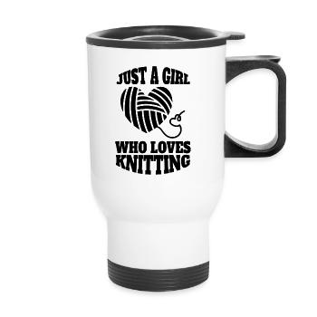 Knitting Gift Crochet Seamstress Girl Sewing - Thermal mug with handle - white - Front