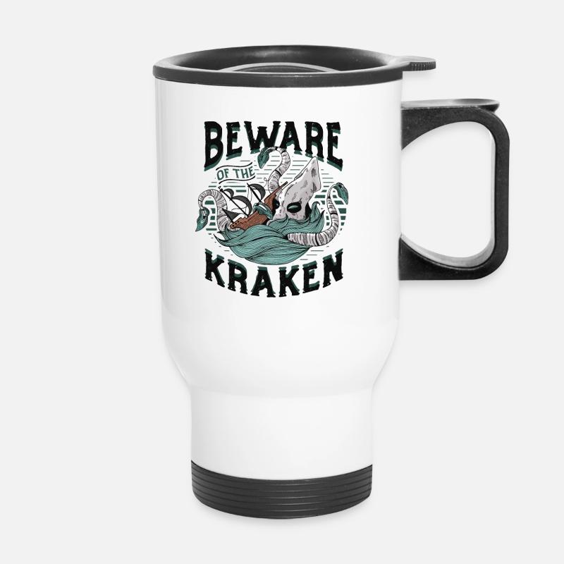 Méfiez-vous du Kraken - Tasse isotherme avec poignée - blanc