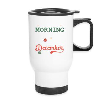 Je ne suis qu’une personne du matin en pyjama du 25 décembre - Tasse isotherme avec poignée - blanc - Devant