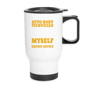 Technicien de carrosserie automobile Bien sûr que je me parle à moi-même alors - Tasse isotherme avec poignée - blanc - Devant