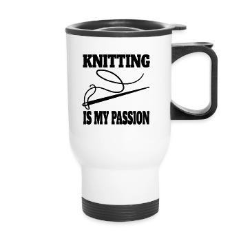 Knitting Gift Girl Sewing Crochet Seamstress - Thermal mug with handle - white - Front