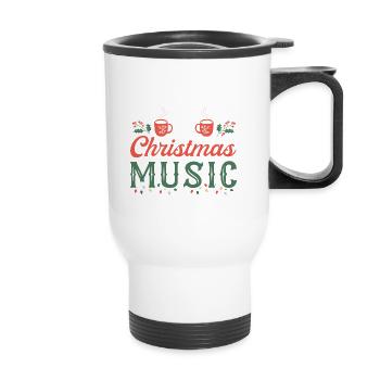 Coffee And Christmas Music - Thermal mug with handle - white - Front