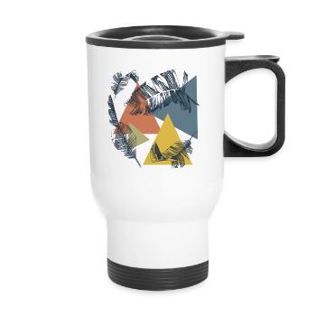 summer leaf background - Thermal mug with handle - white - Front