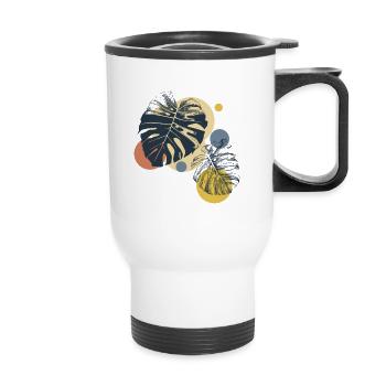 summer leaf background - Thermal mug with handle - white - Front