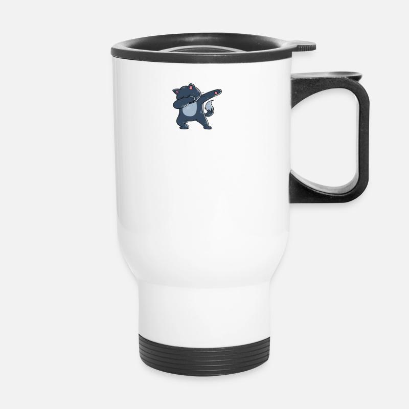 Dabbing Cat Funny Cat - Tasse isotherme avec poignée - blanc