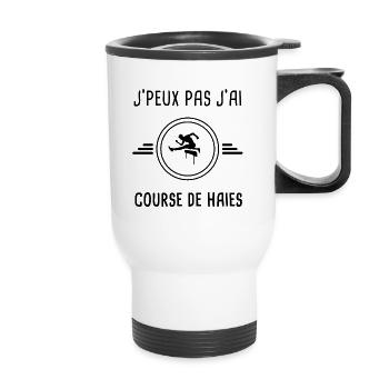 je peux pas j'ai course de haies pour athlète - Tasse isotherme avec poignée - blanc - Devant