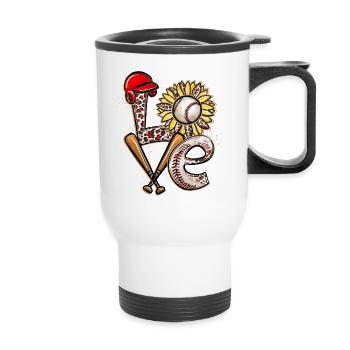 Love Baseball Player College Fantasy Baseball Team - Thermobecher mit Tragegriff - Weiß - Vorne