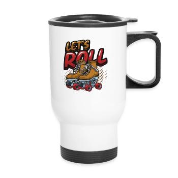 Let’s Roll, Patinage à roues alignées, Patinage à roulettes - Tasse isotherme avec poignée - blanc - Devant