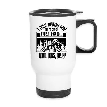 Randonnées en montagne Amateurs de randonnées camping-cars - Tasse isotherme avec poignée - blanc - Devant