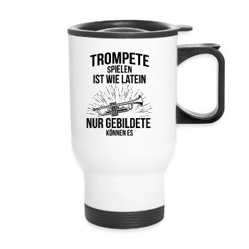 Trompete Trompetenspieler Trompeter - Thermobecher mit Tragegriff - Weiß - Vorne