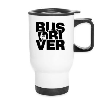 Beruf Job Arbeit - Busfahrer - Thermobecher mit Tragegriff - Weiß - Vorne