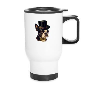 Dog Boston Terrier dog motif - Thermal mug with handle - white - Front