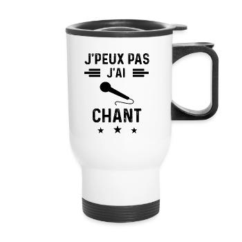 j'peux pas j'ai chant micro chanteur - Tasse isotherme avec poignée - blanc - Devant