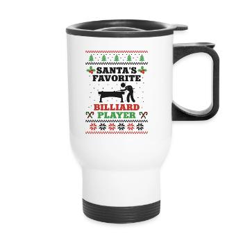Billiards Pool Player Ball - Thermal mug with handle - white - Front