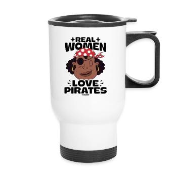 Les vraies femmes aiment les pirates - Tasse isotherme avec poignée - blanc - Devant