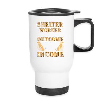 Travailleur de refuge Je le fais pour l’animal de résultat - Tasse isotherme avec poignée - blanc - Devant